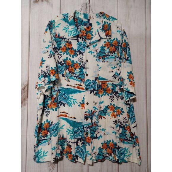 George Shirt Men's 3xl Hawaiian Button Front‎ Parrot Tropical - Picture 1 of 6